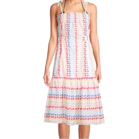 Red Carter Dresses & Skirts - Eyelet White MIDI Dress Red Carter
